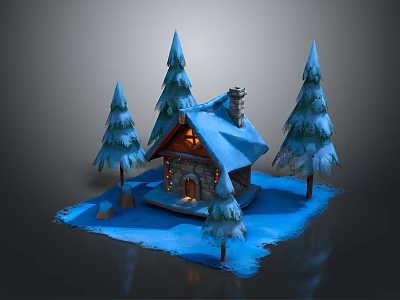 Commercial Outdoor Lighting Equipment For Snow Covered Wooden Cabins 3d model