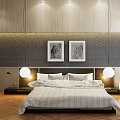Modern background double bed background wall chandelier combination 3d model