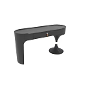 Elegant Modern Black Home Writing Desk With Unique Asymmetric Base And Practical Storage Drawer