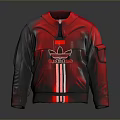 Adidas Red And Gray Jacket With Logo Stripes For Daily Wear