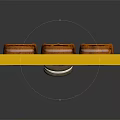 Orange Cup Shaped Pastries Arranged In Yellow Tray With Glossy Surface