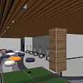 Modern Fitness Gym Interior With Treadmills Equipment Seating Area And Wooden Ceiling