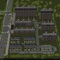 Aerial Planning of Modern Residential Community with High Low rise Buildings Greenery Roads and Parking