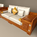 Modern Sofa Set With Wooden Frame White Cushions And Multiple Seating Options 3d model