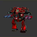 Red Mechanical Battle Robot With Sci Fi Armor And Weapon Equipped Limbs