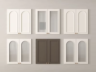 Diverse Style Cabinet Doors Featuring White Dark Brown And Glass Insert Designs 3d model