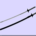 Pair of Traditional Samurai Swords With Black Scabbards and Silver Blades