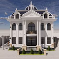 Elegant Detached Villa with White Exterior Classical Design Grand Columns and Black Front Door