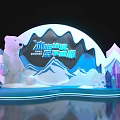 Summer Themed Photo Spot With Polar Bear Snow Mountains Decorative Trees And Snowflakes