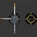 H Brand Ashtrays With Black And Gold Decorations Holding Cigarette Butts Inside