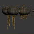 Futuristic Spherical Structures With Grid Surfaces Golden Supports Connecting Lines And Floating Sphere