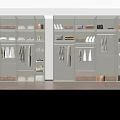 Modern Wardrobe Interior Design With Brass Handles Open Shelf Decorative Items And Folded Clothes