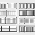 Various Metal Fence Designs With Different Rail Patterns For Outdoor Use 3d model