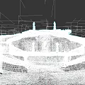 Elegant Sculpture Carving On Ancient Stone Structure With Stairs And Grassy Courtyard