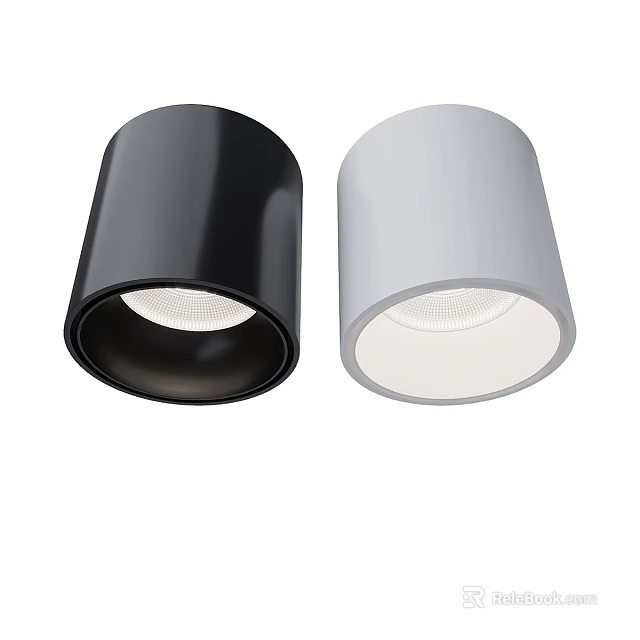 Sleek Modern Black And White Cylindrical Downlights For Indoor Lighting Design 3d model 