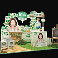 Commercial Display Equipment for Exhibition Booth with Product Displays Green Plant Elements and Wooden Flooring