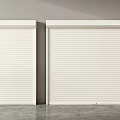 Two White Roller Shutters With Gray Wall And Green Plant In Modern Space 3d model