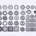 Chinese-style openwork window flower 3d model