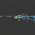 Blue And Yellow Futuristic Sci Fi Rifle Weapon With Modern Sleek Design And Scope