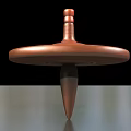 Brown Wooden Top With Round Base Pointed Bottom And Red Tip 3d model