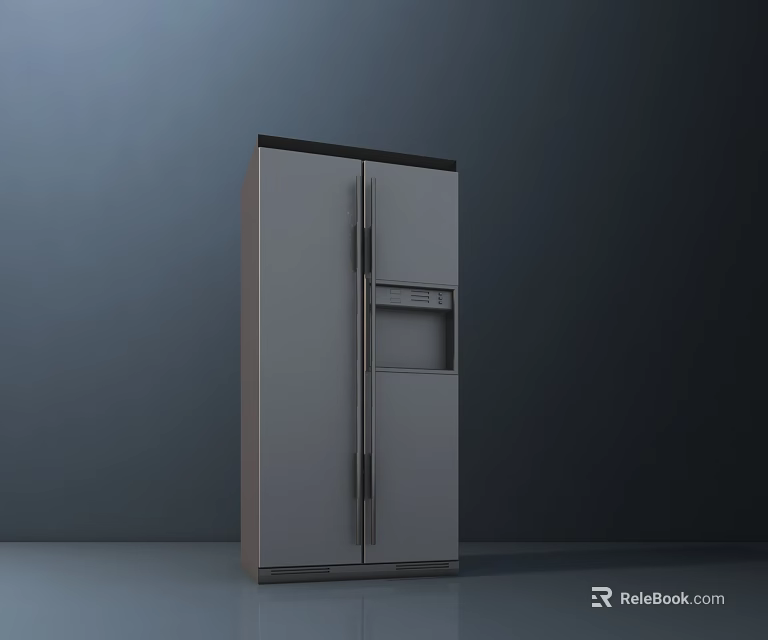 Modern Double Door Stainless Steel Refrigerator With Control Panel And Sleek Design 3d model 