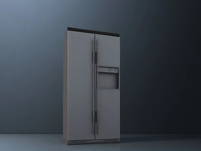 Modern Double Door Stainless Steel Refrigerator With Control Panel And Sleek Design 3d model