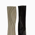 Decorative Ornament Set with Two Vases Featuring Wavy Line Design in Light and Dark Colors
