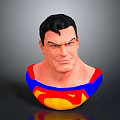 Superman Character Bust Sculpture With Red Blue Costume And Yellow S Shield