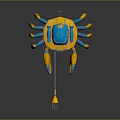 Mechanical Crab Character Design With Blue Shell And Yellow Claws 3d model