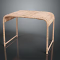 Modern Wicker Stool With Curved Frame And Woven Seat Design 3d model