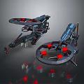 Futuristic Sci Fi Mechanical Devices With Black Red Accents And Circular Structures 3d model