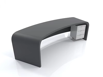 Modern Black Curved Desk Design With Single Drawer And Sleek Surface 3d model
