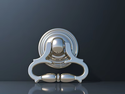 Classic Silver Metallic Handle With Circular Base And Dual Spherical Accents On Dark Background 3d model