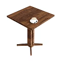Simple Square Wooden Dining Table with Coffee Cup on Top and Natural Design