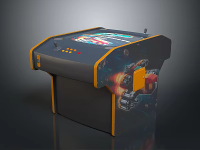 Arcade Gaming Machine With Colorful Screen Control Joystick And Mechanical Character Design 3d model