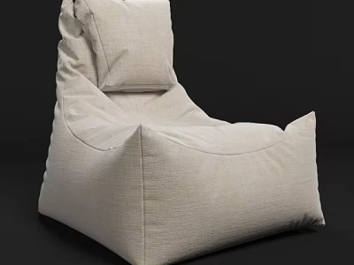 Beige Fabric Bean Bag Chair With Comfortable Cushion And Cozy Design 3d model
