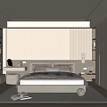 Modern Neutral Beige Bedroom Interior Design With King Size Bed Wardrobe And Nightstands
