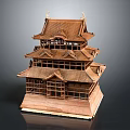 Japanese-style cartoon architecture 3d model