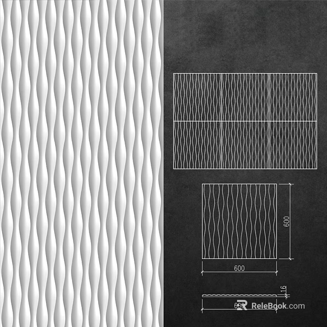 Decorative Wall Panels With 3D Wavy Texture And Grid Like Patterns For Modern Spaces 3d model 