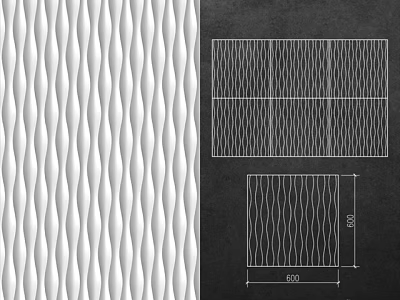 Decorative Wall Panels With 3D Wavy Texture And Grid Like Patterns For Modern Spaces 3d model