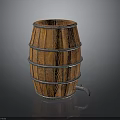 Vintage Wooden Barrel With Wooden Staves Metal Hoops And Spigot