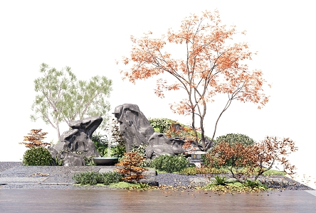 Stone landscape tree landscape stone rockery stone courtyard sketch landscape sketch 3d model