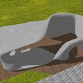 Modern Outdoor Children's Play Area With Curved White Structure Green Grass And Wooden Floor