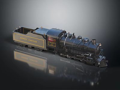 Black Steam Train Model With Johnston Label And Shiny Reflective Surface 3d model