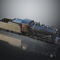Black Steam Train Model With Johnston Label And Shiny Reflective Surface