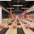 Spacious Fitness Studio With Yoga Mats Fitness Balls Mirrors And Wooden Lockers