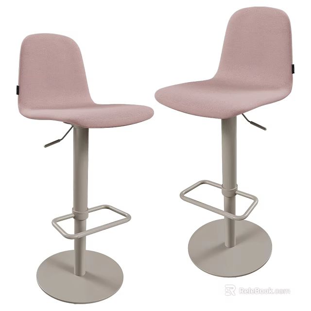 Modern Pink Bar Stools With Metal Frame And Adjustable Height Design 3d model