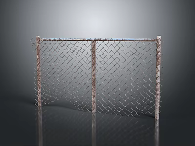 Rustic Chain Link Fence Structure With Metal Posts And Wire Mesh Design 3d model