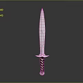 Shiny Blue Blade Sword With Spiral Hilt On Dark Background