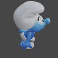 Smurf Cartoon Character With Blue Skin White Hat And Smiling Expression